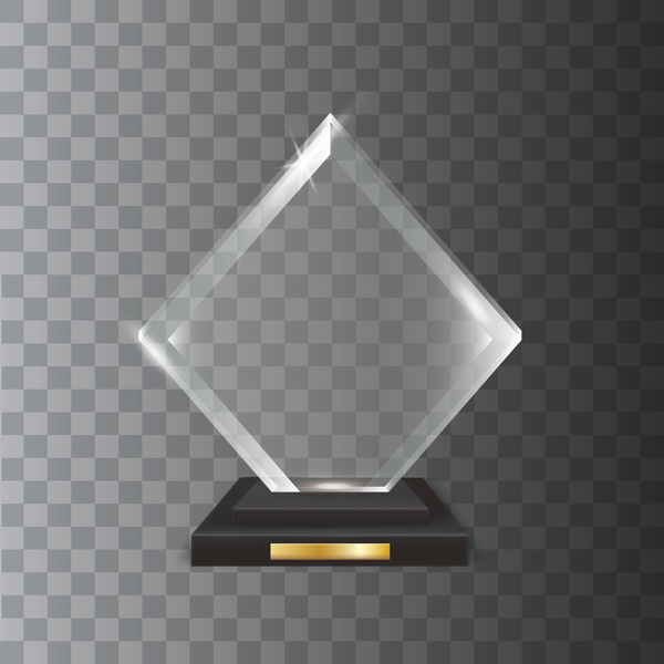 Vecteur de trophée de verre acrylique carré  