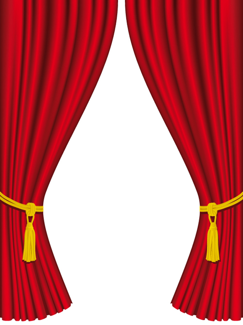 Red curtain for Backstage design vector 05  