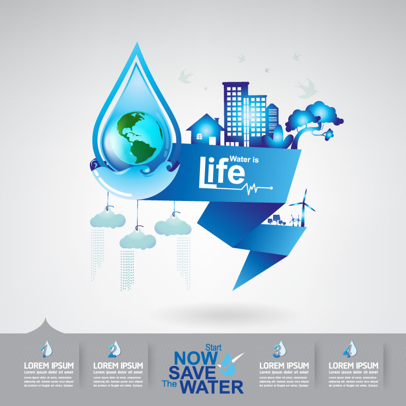 Start now save the water infographic vector 19  