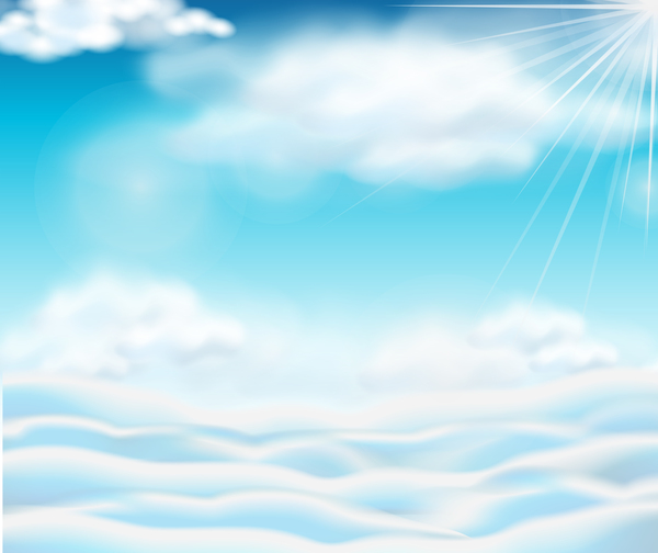 Sonne und Wolken mit Himmelshintergrund Vektor-01  