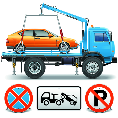 Trailers and traffic signs vector  