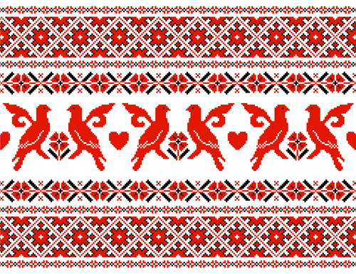 Ukraine style fabric pattern vector 03  