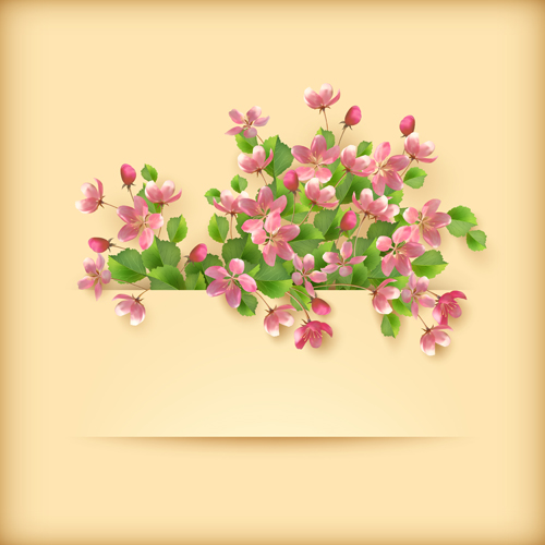 Vector set of spring flower cards design 05  