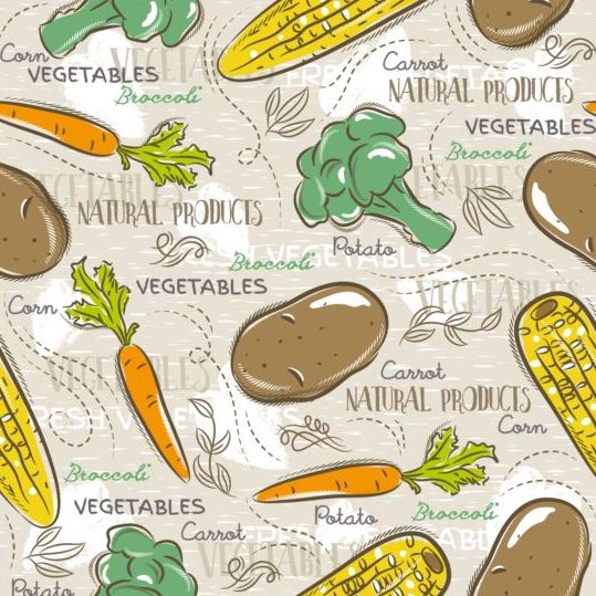 Vegetable seamless pattern hand drawn vector 03  
