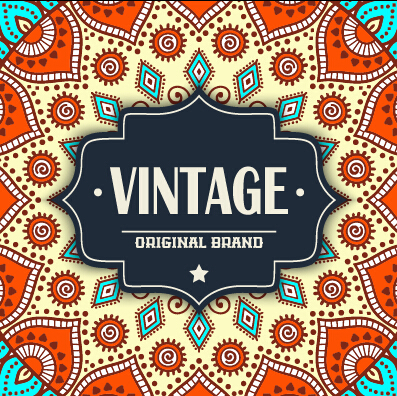 Vintage frame with ethnic pattern vector backgrounds 08  