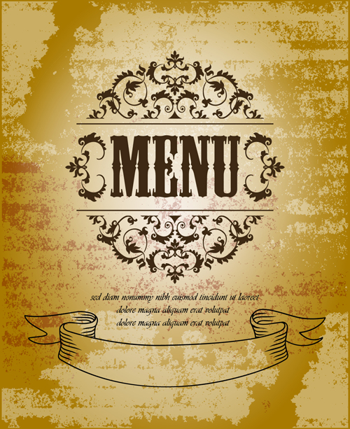 Vintage menu with grunge background vector  