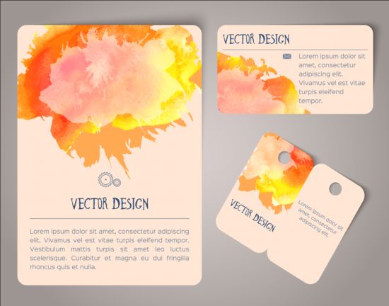 Vintage watercolor cards with tags vectors material 13  