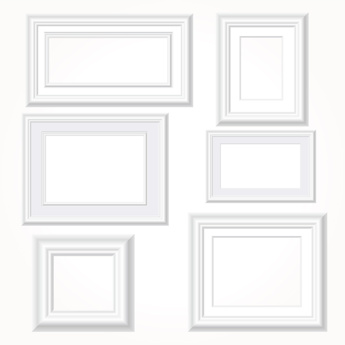 White photo frames vector set  