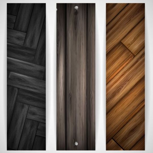 Woodboard texture bannières vector set 03  