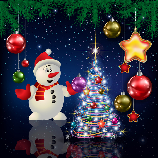Boules de Noël avec décor et vecteur de fond de Noël bleu 10  