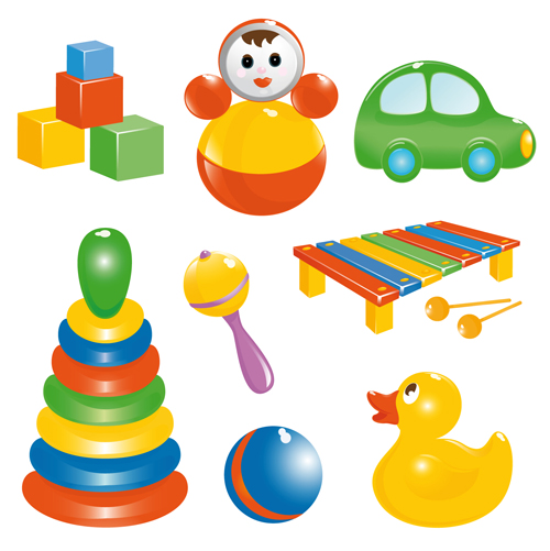 Different Baby Toys mix vector set 03  