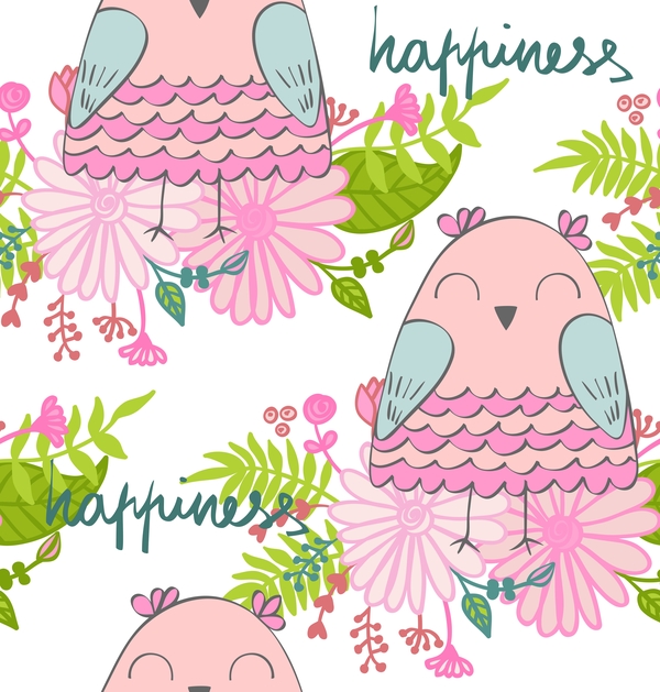 cartoon owls with flower pattern flower vector 08  