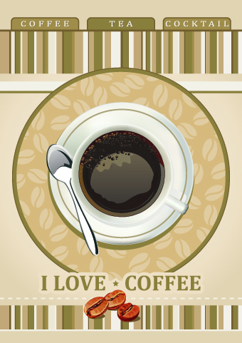 I love coffee theme poster design vector 01  