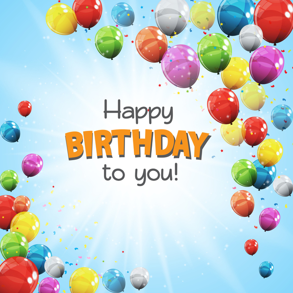 Alles Gute zum Geburtstag Karte mit farbigen Ballons Vektor Material 11  