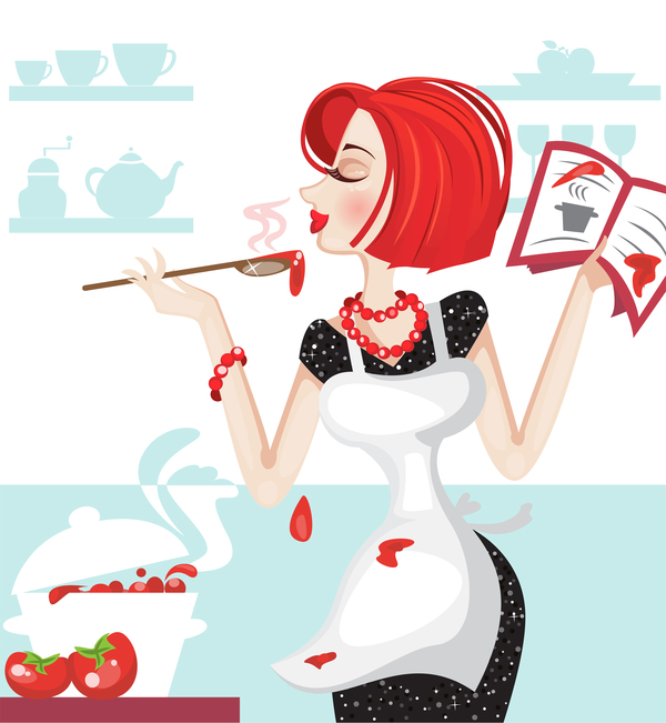 housewife with cooking vector  