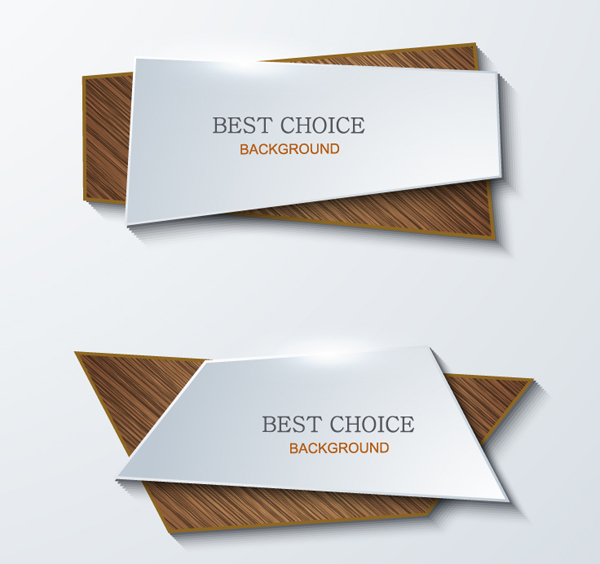 paper with wooden banner vector material  