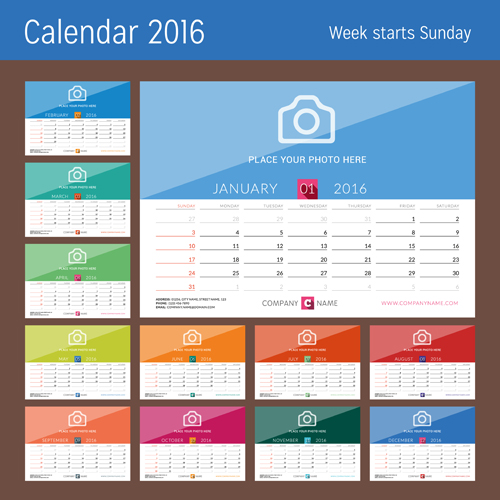 2016 New year desk calendar vector material 22  