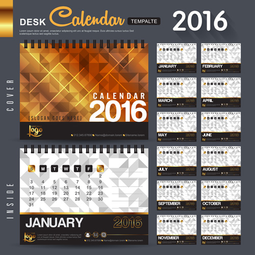 2016 New year desk calendar vector material 84  