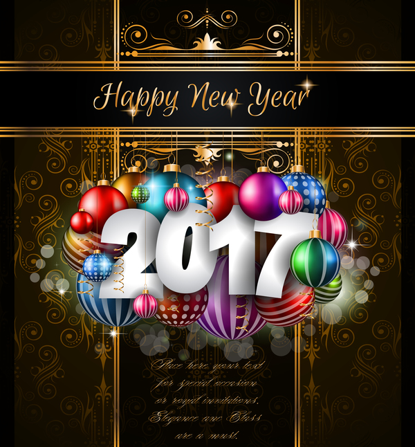 2017 new year gold design with dark background vector 01  