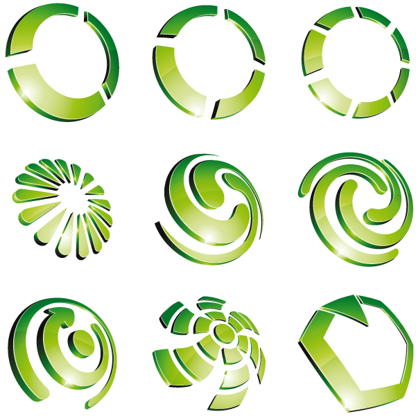 Green 3D logo design vector 02  