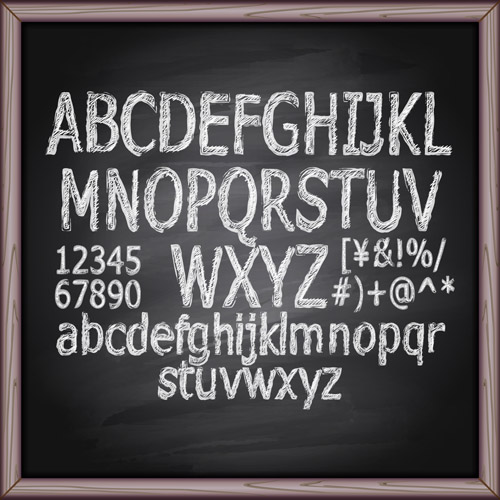 Alphabet with numbers and chalkboard vector 04  