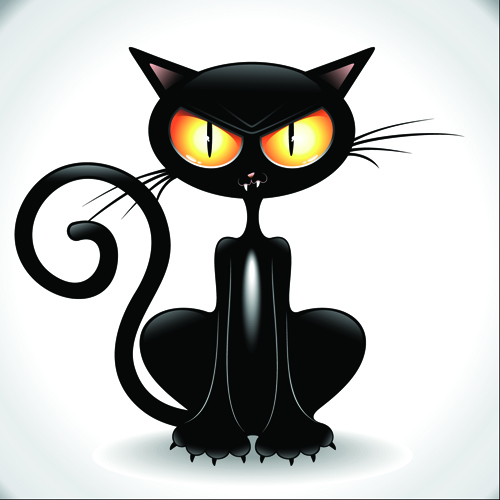 Amusing black cat vector 02  
