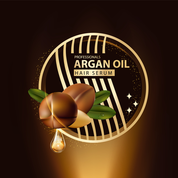 Vecteur d'affiche de sérum de cheveux d'huile d'argan 04  