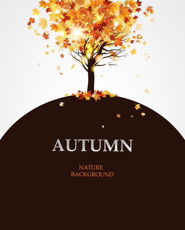 Herbstbaum mit braunem Hintergrundvektor  