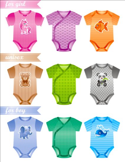 Baby clothes design vector material 01  