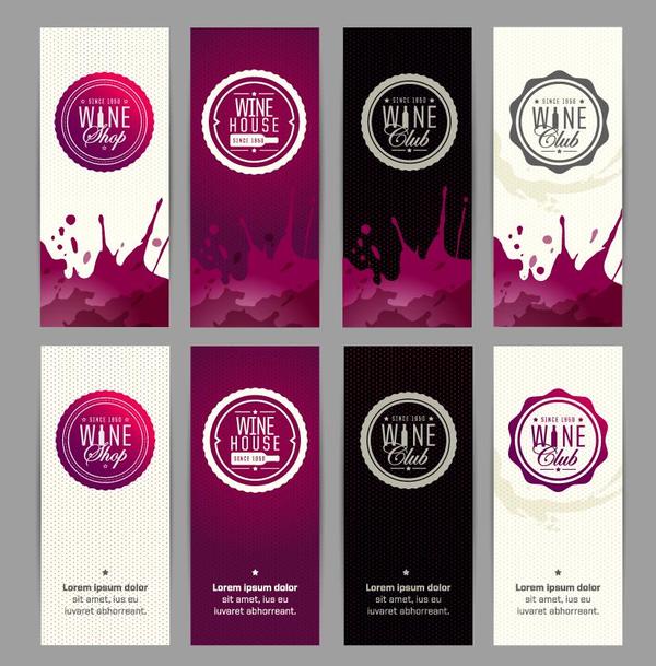 Banner Wein Design Vektoren festgelegt  