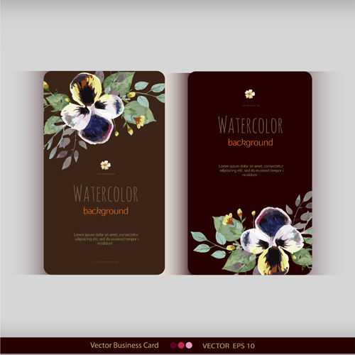 Beautiful watercolor flower business cards vector set 29  