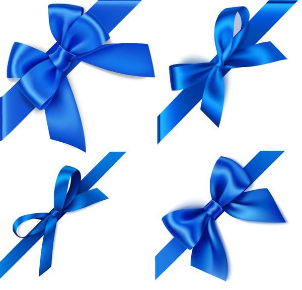 Blue ribbon bows vector material 02  