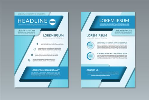 Blue styles flyer and brochure cover vector 02  