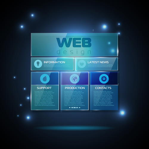 Blue web infographics template design vector 03  