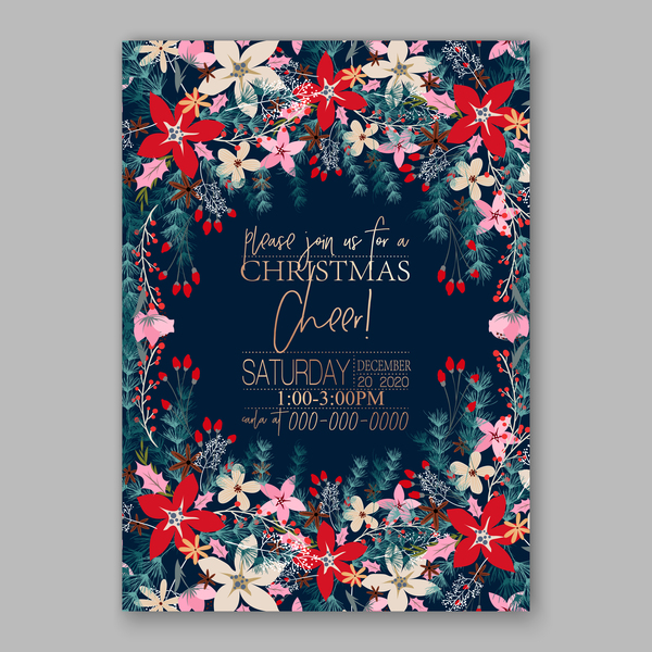 Blaue Hochzeitskarten-Vorlage mit elegantem Blumenvektor 15  