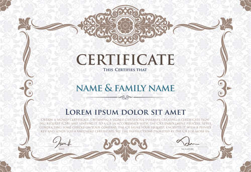 Certificate template with retro frame vector 05  