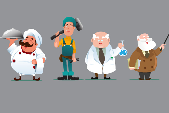 Chef with workers and teachers vector  