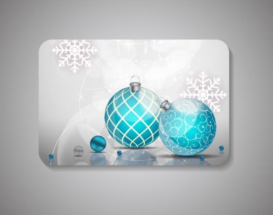 Kerstballen met sneeuwvlok Gift Card vector  