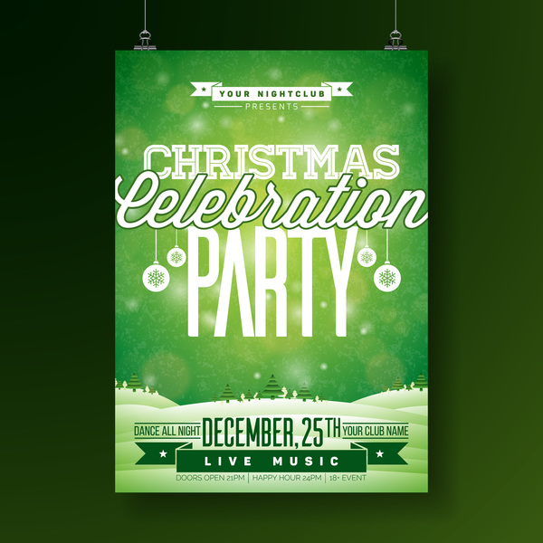 Christmas party flyer with poster cover template vector 10  