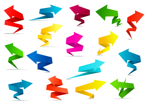 Vecteur de flèche origami coloré  