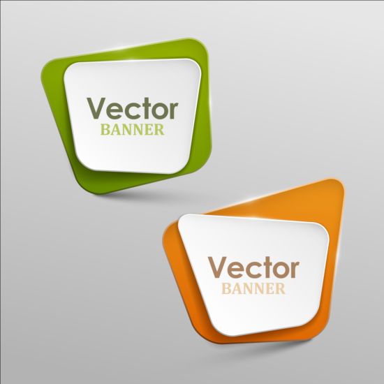 Colored paper banners set vector 03  