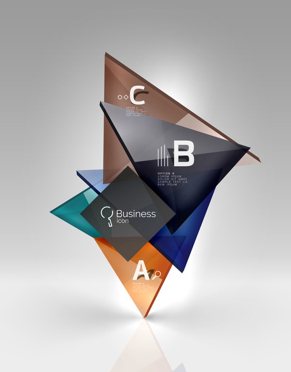 カラフルなガラスの三角形ビジネス テンプレート ベクトル 09  