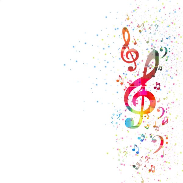 Colorful music note with grunge background vector  