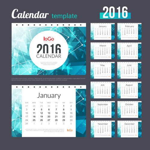 Creative Calendar 2016 template vector 08  
