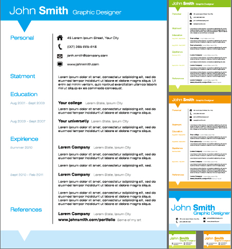 Creative resume template design vector material 02  