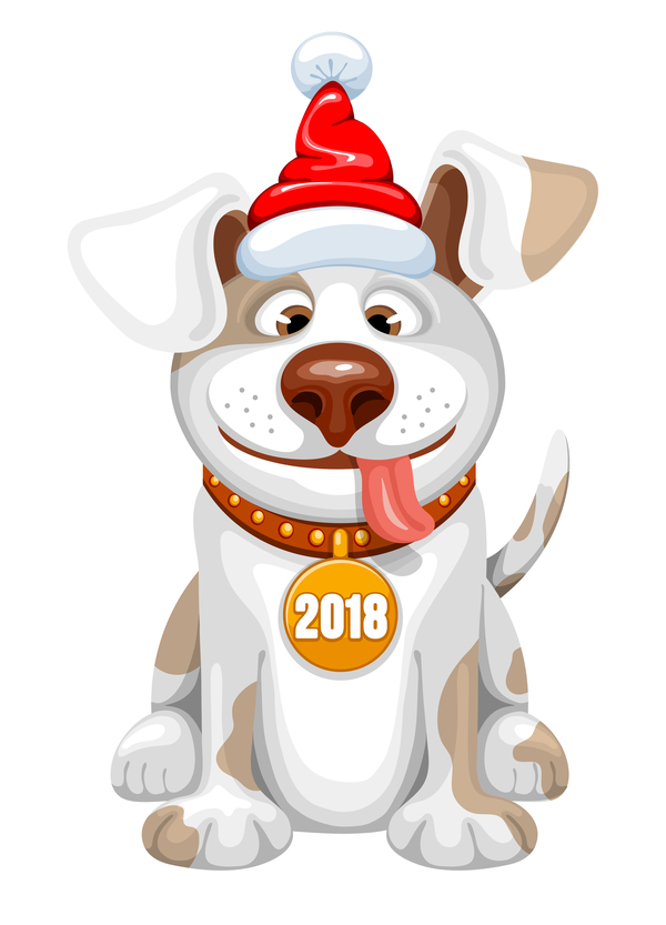 Netter Hund mit Vektor des neuen Jahres 2018  