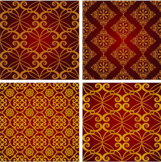 Ornate damask golden pattern vector  
