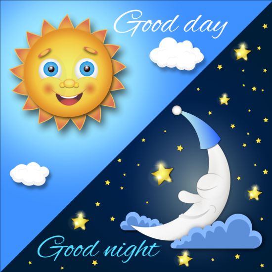 Day and night cartoon vector background  