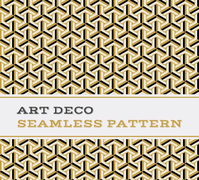 Deco-nahtlose Muster schwarz weißen und goldenen Vektor 05  