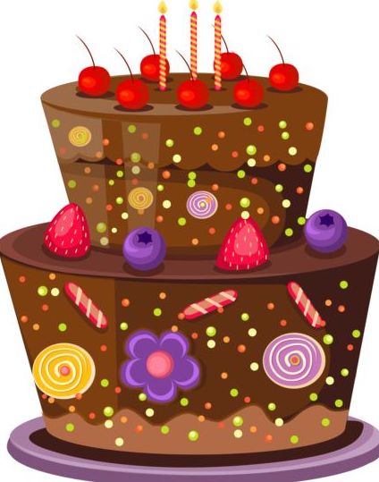 Delicious birthday cake with candle vectors 02  